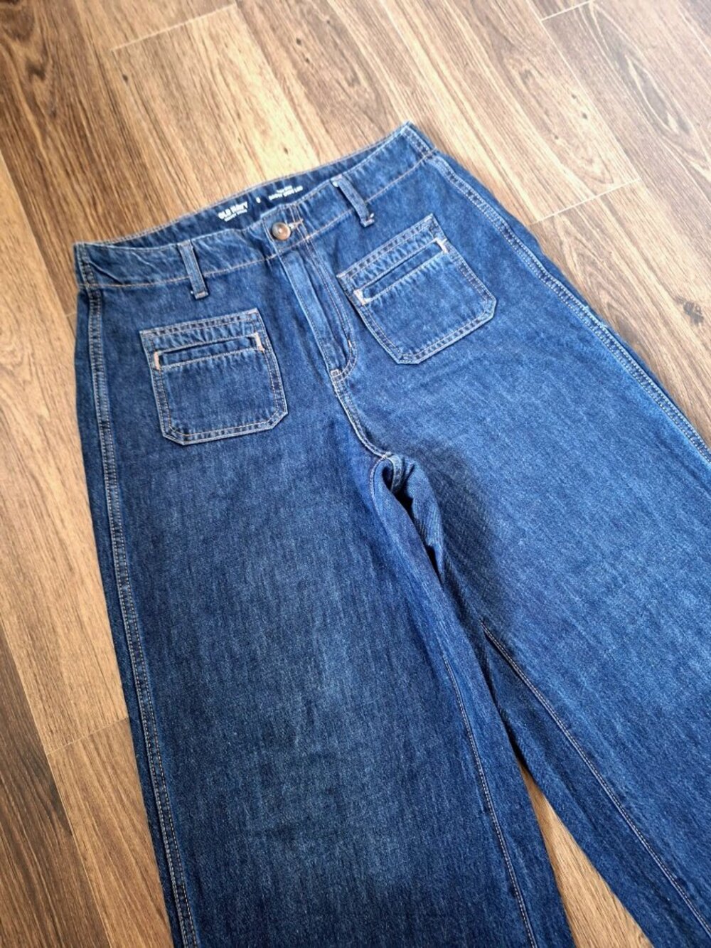 💙 Old Navy Women’s High Rise Baggy Wide Leg Jeans Size 30 Cotton Dark Wash Comf - Picture 3 of 8